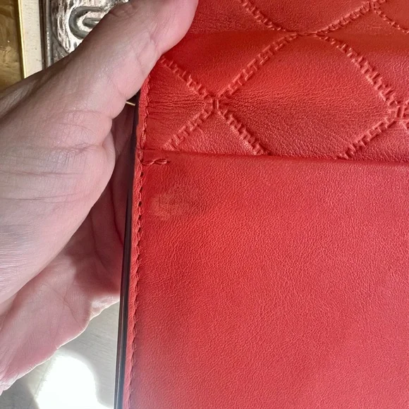 Tory Burch Orange Leather Quilted Crossbody - Picture 8 of 8